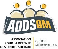 Logo de l'ADDSQM : Trois figures stylisées au-dessus du texte « ADDSQM » en gras, avec « Association pour la Défense des Droits Sociaux » en dessous. « Québec Métropolitain » se trouve en bas à droite.