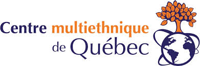 Logo du Centre multiethnique de Québec. Il présente une palette de couleurs orange et bleu avec un globe terrestre en bas à droite, surmonté d'un arbre. Le texte « Centre multiethnique de Québec » est écrit en bleu et orange.