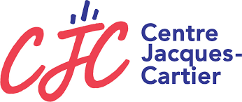 Logo du Centre Jacques-Cartier comportant les lettres stylisées rouges « CJC » à gauche et le texte bleu « Centre Jacques-Cartier » à droite.